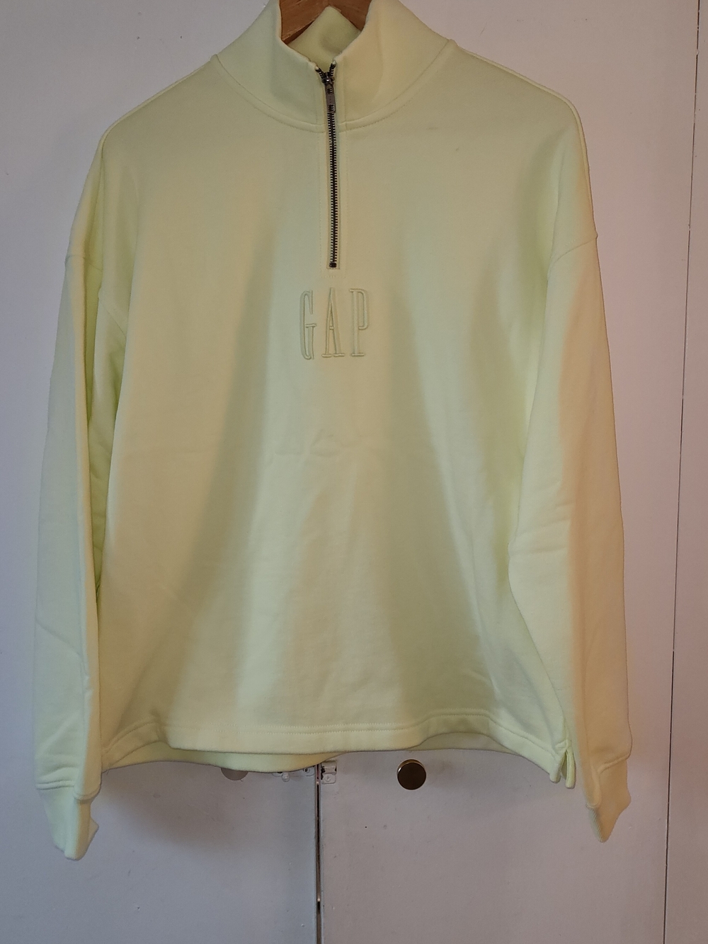 GAP Men's Quarter-Zip Pullover Sweatshirt in Pale Yellow